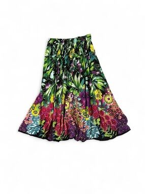 Tropical Floral A-Line Maxi Skirt - Multi